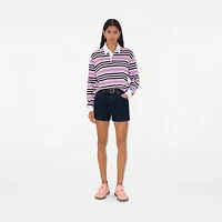 Long-sleeve Striped Cotton Polo Shirt in Dawn - Women | Burberry® Official