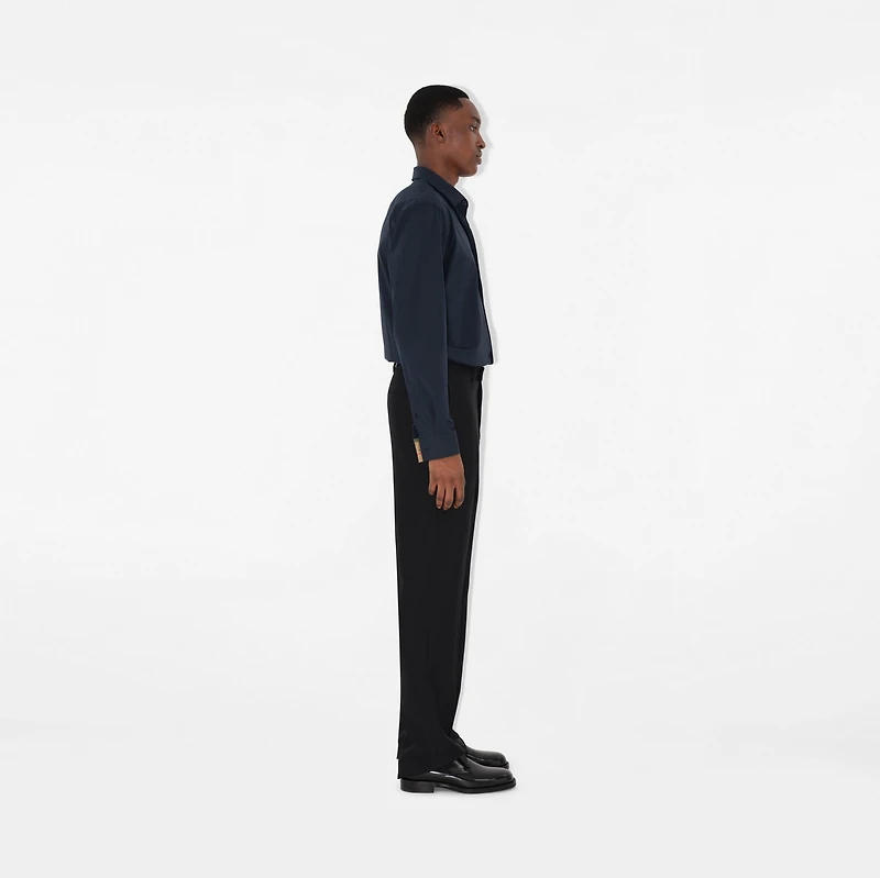 Slim Fit Stretch Cotton Shirt in Navy