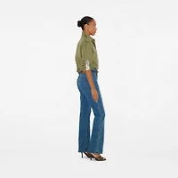 High Rise Bootcut Jeans in Mid blue - Women, Cotton | Burberry® Official