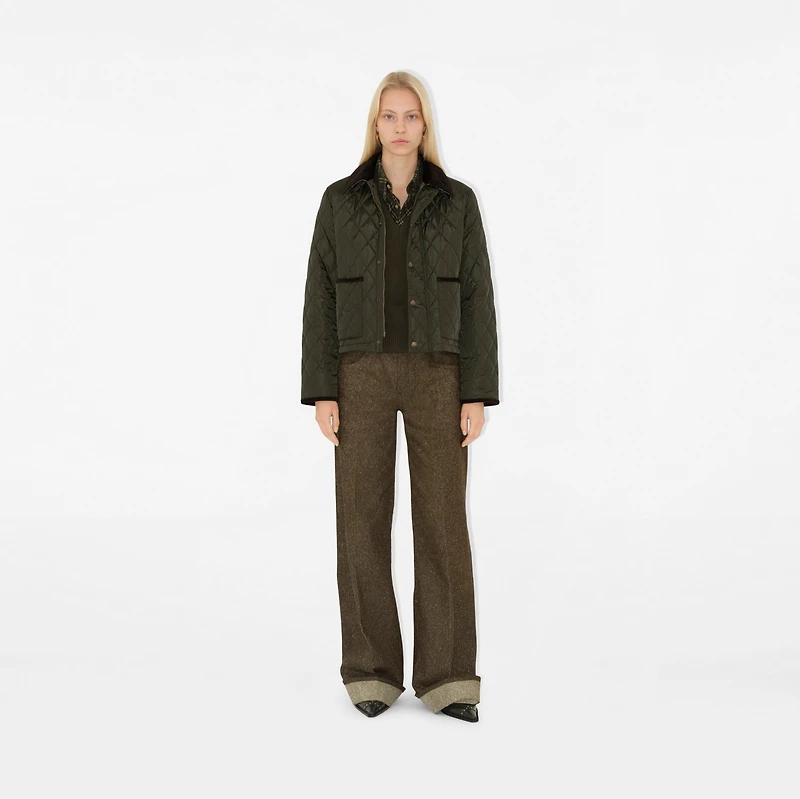 Cropped Quilted Nylon Jacket in Shale/brush - Women | Burberry® Official