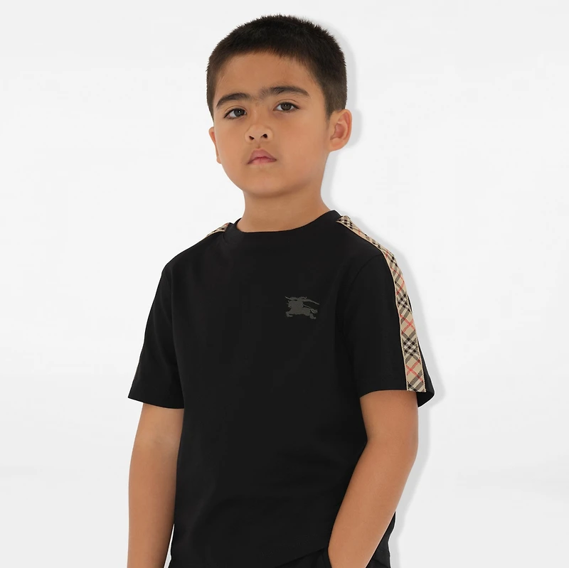 Check Trim Cotton T-shirt in | Burberry® Official