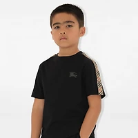 Check Trim Cotton T-shirt in | Burberry® Official