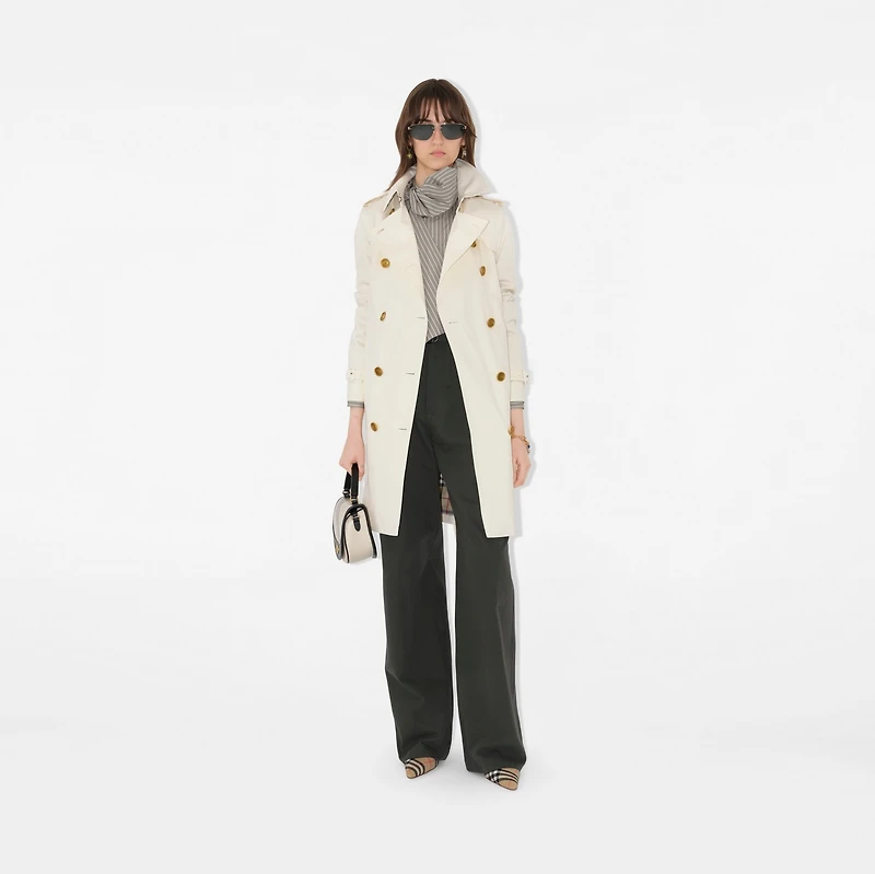Mid-length Gabardine Kensington Trench Coat in Cotton - Women, Cotton Gabardine | Burberry® Official