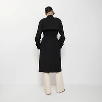 Long Castleford Trench Coat in Black - Women, Cotton Gabardine | Burberry® Official