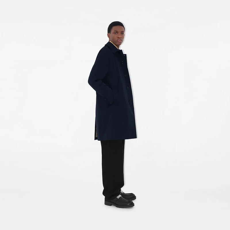 Mid-length Camden Heritage Car Coat in Coal blue - Men, Cotton Gabardine | Burberry® Official