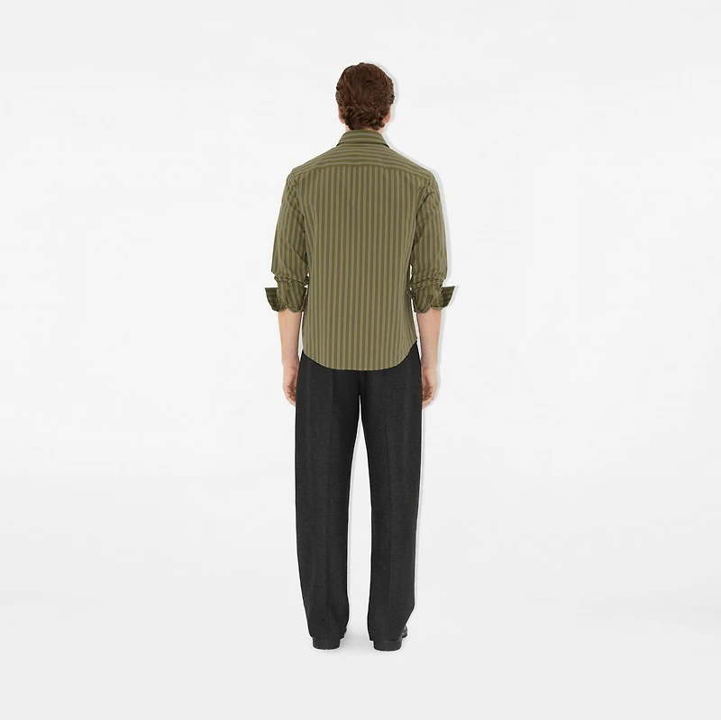 Regular Fit Striped Cotton Shirt in Wreath green - Men | Burberry® Official