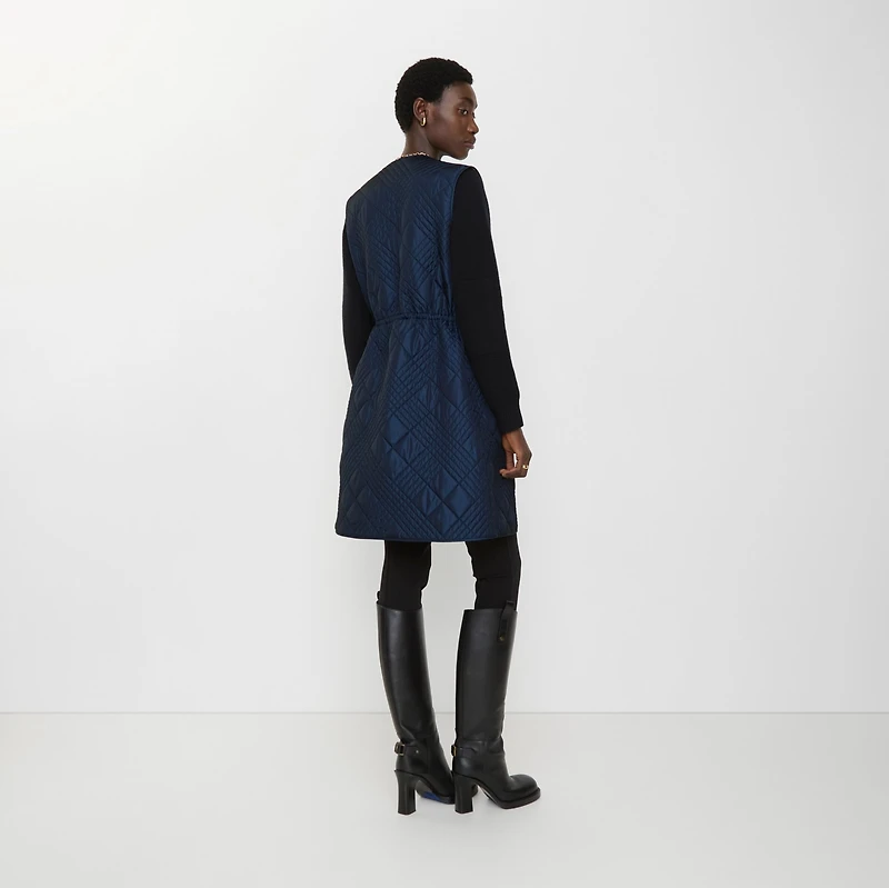 Micro Check-stitch Nylon Blend Gilet in Silhouette blue - Women | Burberry® Official