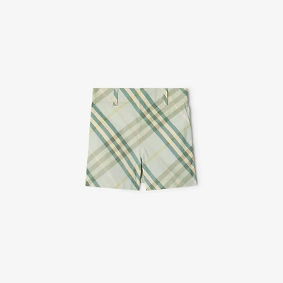 Check Cotton Shorts in Breeze | Burberry® Official