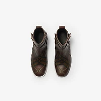 Check Leather Ledger Jodphur Boots​​ in Truffle brown - Men | Burberry® Official