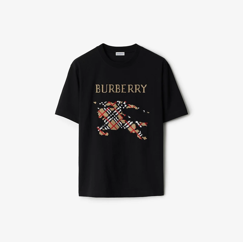 Cross Stitch EKD​ Cotton T-shirt in Black - Men | Burberry® Official