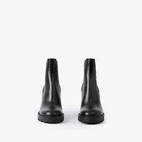 Check Panel Leather Ankle Boots in Black - Women | Burberry® Official