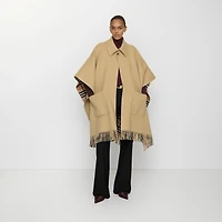 Reversible Check Wool Cape in Sand beige | Burberry® Official