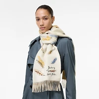 Feather Print Cashmere Scarf in Sand beige | Burberry® Official