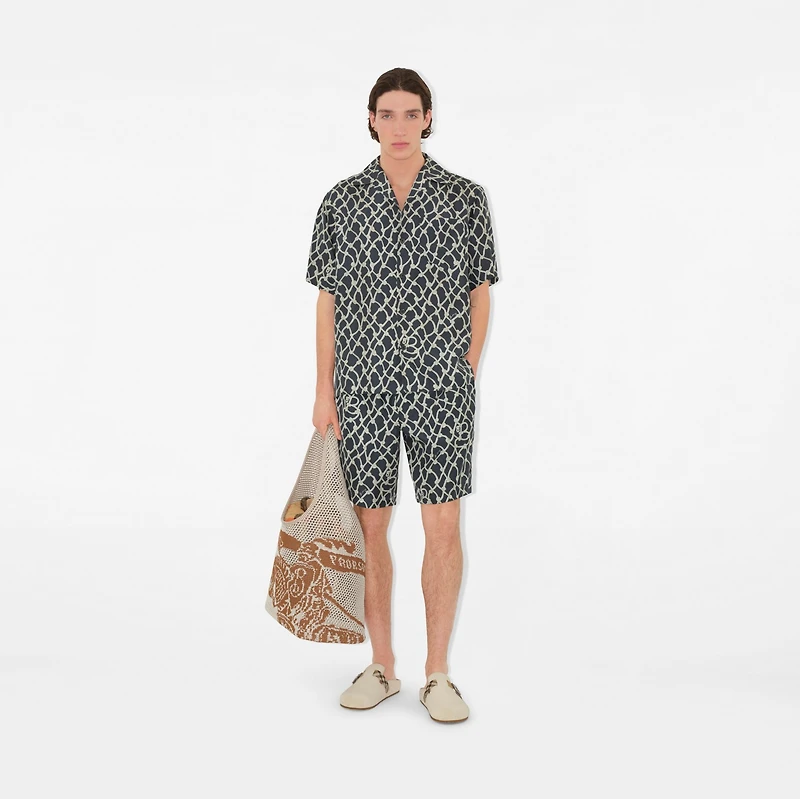 Relaxed Fit Knot Silk Poplin Shirt in Magnet - Men | Burberry® Official
