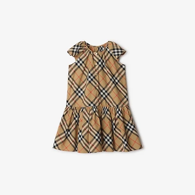 Check Cotton Dress in Sand | Burberry® Official
