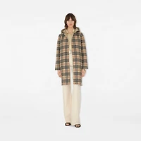 Reversible Wool Hooded Wrap Coat in Sand - Women | Burberry® Official