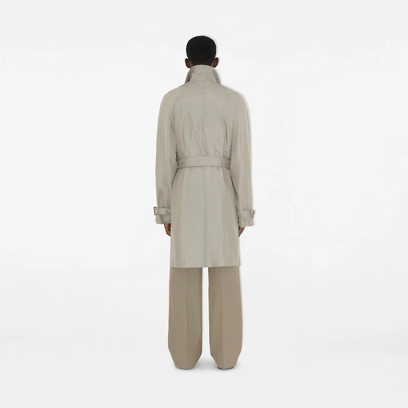 Long Silk Car Coat in Castle - Men | Burberry® Official