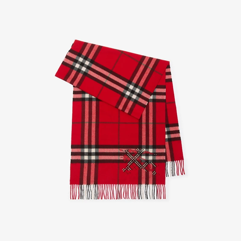 Wide Cross Stitch EKD Check Cashmere Scarf in Post red | Burberry® Official
