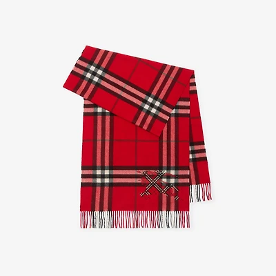 Wide Cross Stitch EKD Check Cashmere Scarf in Post red | Burberry® Official