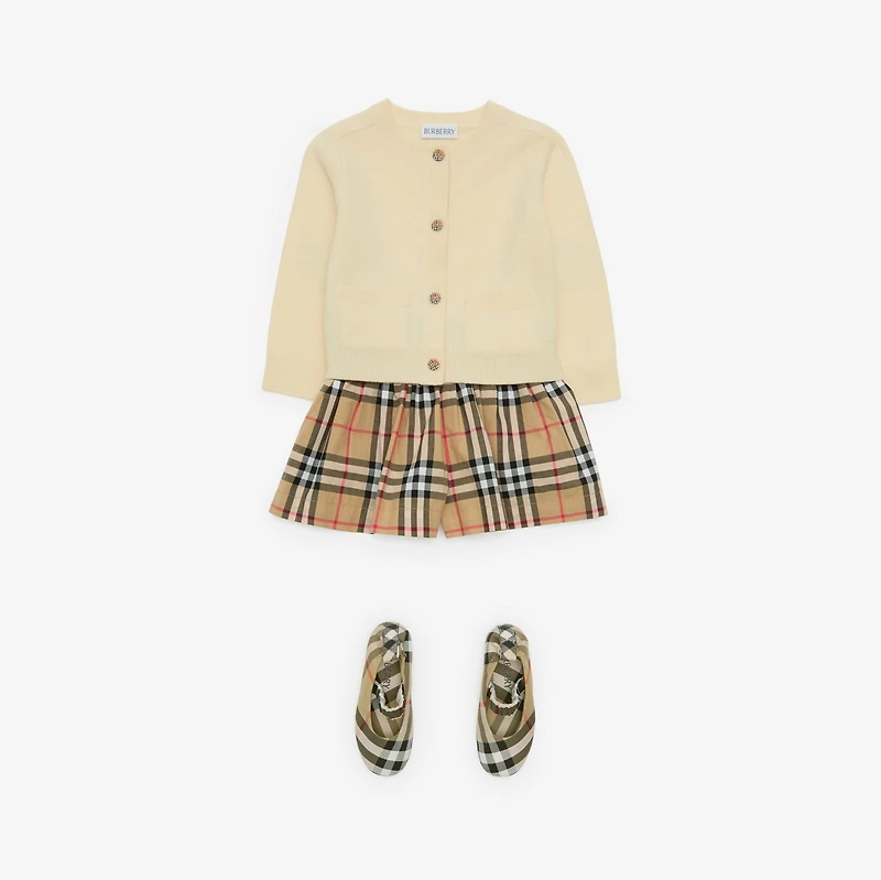 Check Patch Wool Cashmere Cardigan in Ivory | Burberry® Official