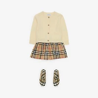 Check Patch Wool Cashmere Cardigan in Ivory | Burberry® Official