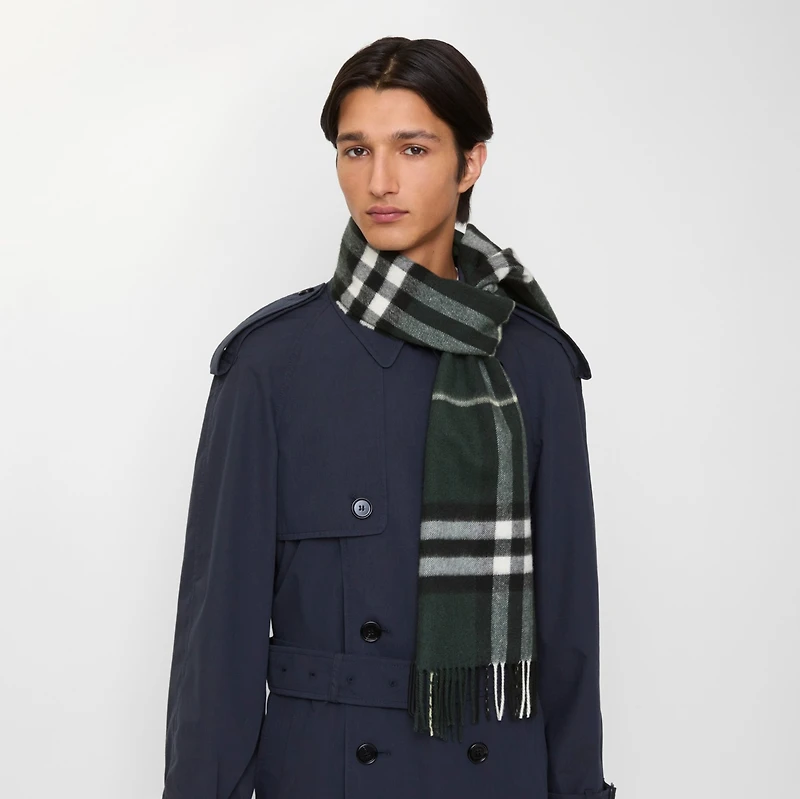 Check Cashmere Scarf in Anchor | Burberry® Official
