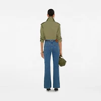 High Rise Bootcut Jeans in Mid blue - Women, Cotton | Burberry® Official