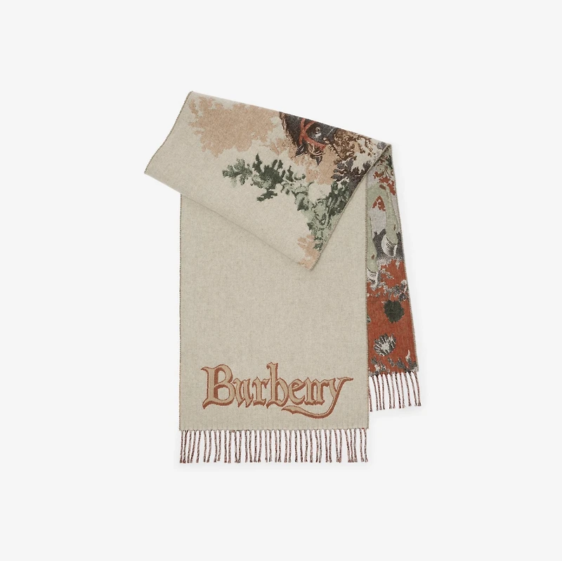 Stallion Portrait Cashmere Scarf in Ceramic white | Burberry® Official