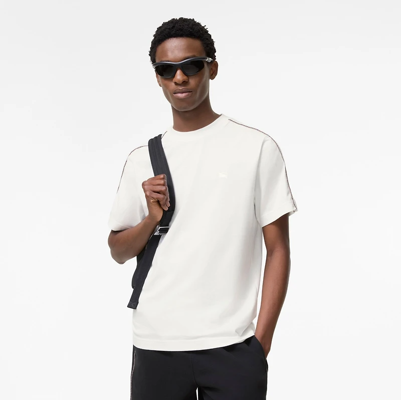 Check Piping Cotton T-shirt in Chalk white - Men | Burberry® Official