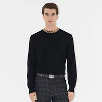 Check Trim Wool Sweater in Black - Men | Burberry® Official
