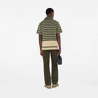 Striped Cotton Polo Shirt in Yew green - Men | Burberry® Official