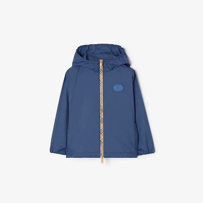 Checker-tape Nylon Hooded Jacket in Warm cornflower blue | Burberry® Official