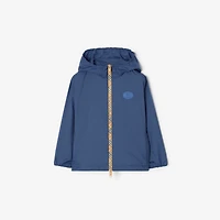 Checker-tape Nylon Hooded Jacket in Warm cornflower blue | Burberry® Official