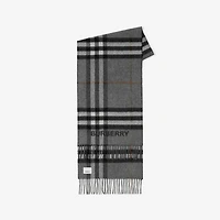 Contrast Check Cashmere Scarf in Grey/charcoal | Burberry® Official