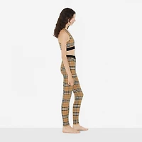 Check Stretch Jersey Leggings in Archive beige - Women, Nylon | Burberry® Official