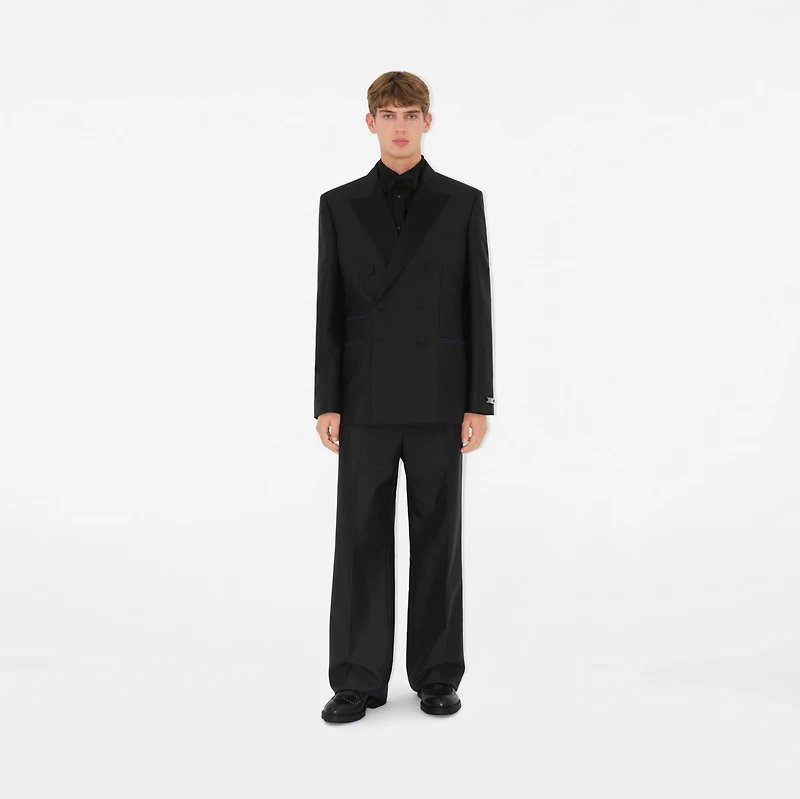 Slim Fit Cotton Silk Tuxedo Shirt in Black - Men | Burberry® Official