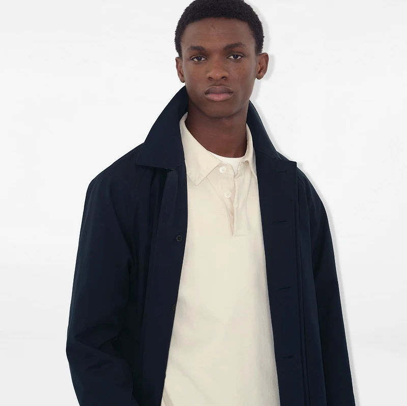 Long Camden Heritage Car Coat in Coal blue - Men, Cotton Gabardine | Burberry® Official