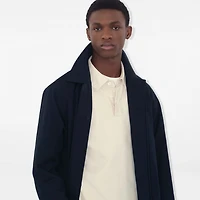 Long Camden Heritage Car Coat in Coal blue - Men, Cotton Gabardine | Burberry® Official