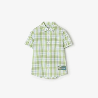 Check Cotton Shirt in Apple green | Burberry® Official