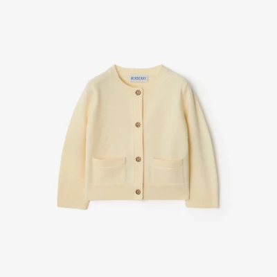 Check Patch Wool Cashmere Cardigan in Ivory | Burberry® Official