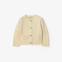 Check Patch Wool Cashmere Cardigan in Ivory | Burberry® Official