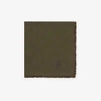 Wide Check Wool Silk Scarf in Swamp | Burberry® Official