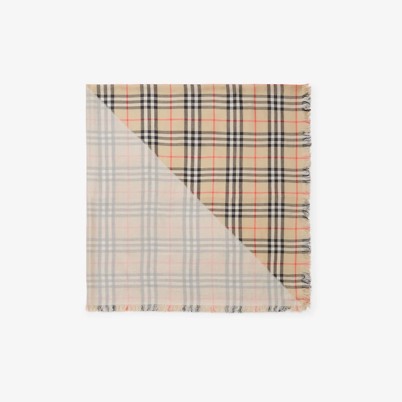 Check Wool Silk Scarf in Sand beige | Burberry® Official