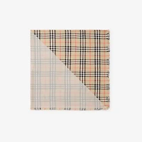 Check Wool Silk Scarf in Sand beige | Burberry® Official