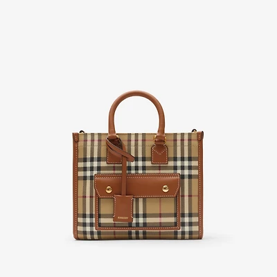 Mini Freya Tote in Archive beige/briar brown - Women | Burberry® Official