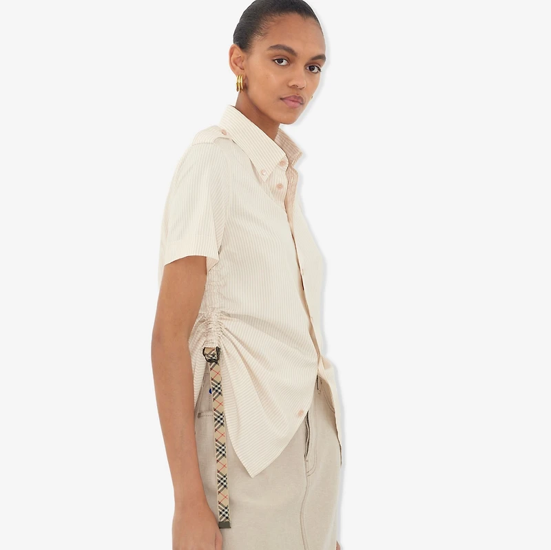 Slim Fit Striped Silk Shirt in Clam - Women | Burberry® Official