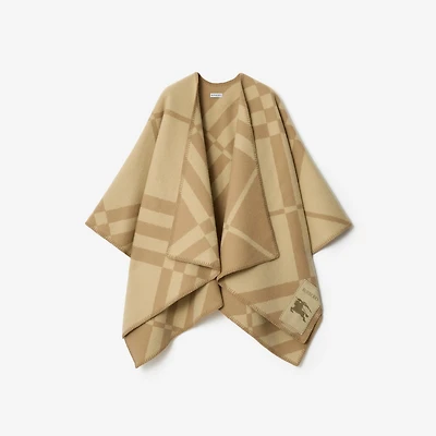 Check Wool Cashmere Cape in Sand beige | Burberry® Official