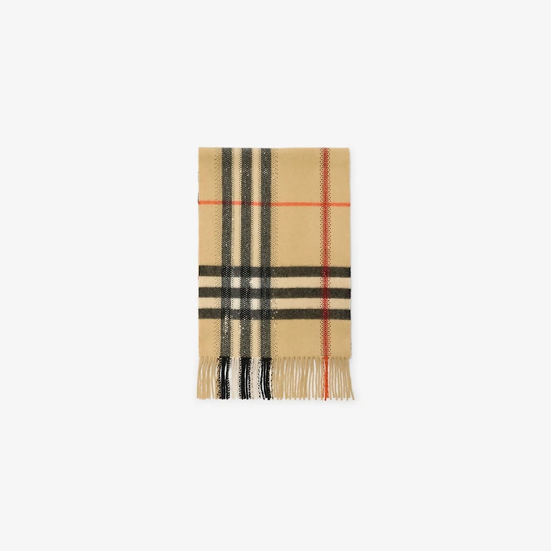 Crystal Check Cashmere Scarf in Sand beige | Burberry® Official