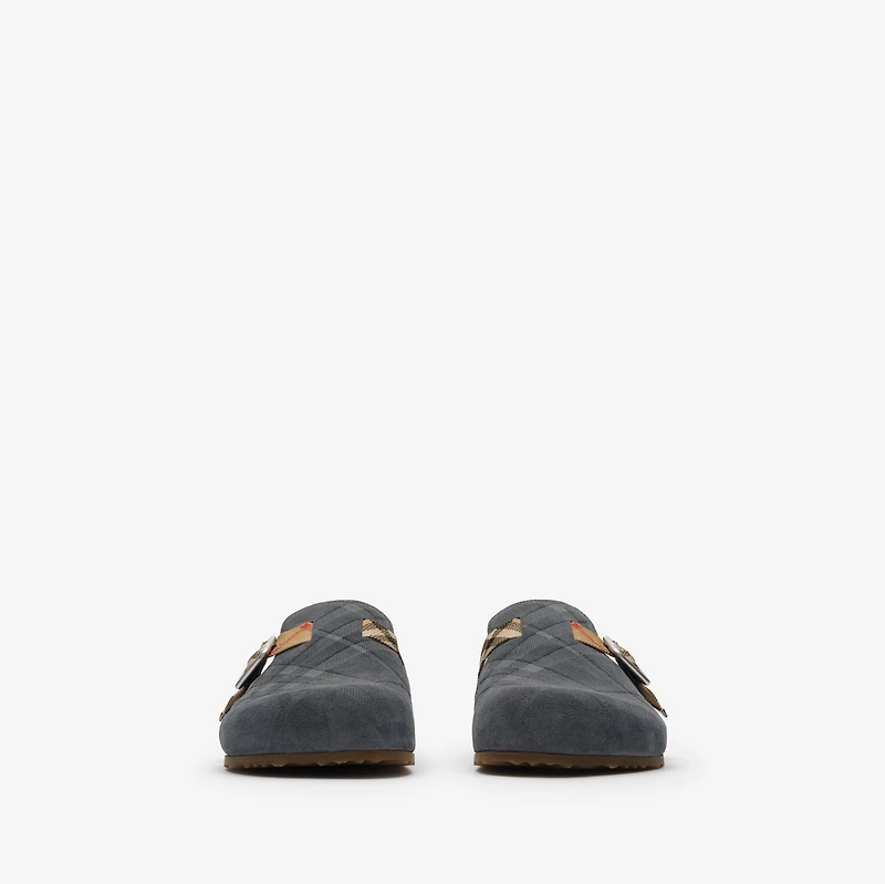 Check Suede Urchin Clogs in Wave blue - Men | Burberry® Official