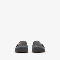 Check Suede Urchin Clogs in Wave blue - Men | Burberry® Official